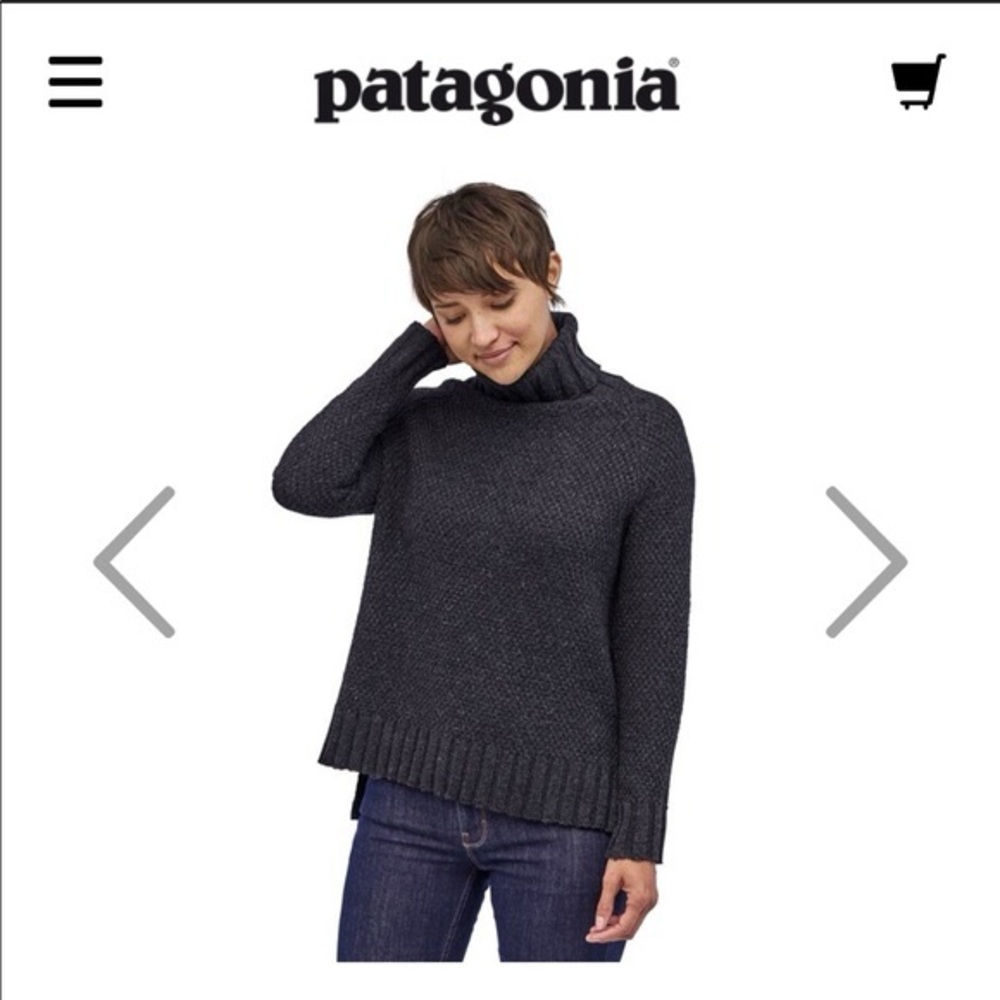 Patagonia Off Country Black Turtleneck Cowl Neck Oversized Chunky Sweater - S